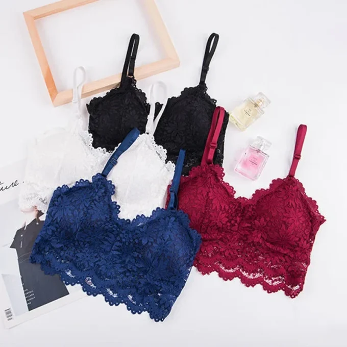 Lace Bra Beauty Back Bralette Women Sexy Wrapped Chest Solid Color Bottoming Vest Thin Summer Student Lingerie Seamless Bra